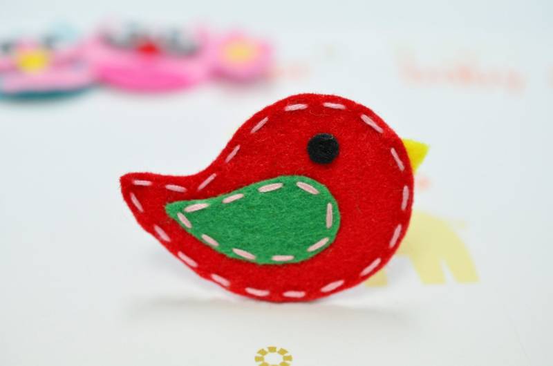 Neu Weihnachtsvögel 6Er Set Handgemachter Filzvogel Rot/Wintergrün | Ft869 von ASECUSA