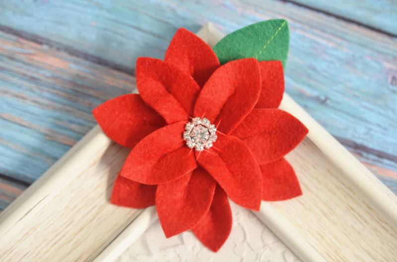 Neue Weihnachtsblumen 2 Stück Handgemachte Filz Weihnachtsblume Mit Blatt-Rot | Ft1010So Neue Weihnachtsblumen 2 Stück Handgemachte Filz Weihnachtsblume Mit Blatt-Rot | Ft1010So von ASECUSA