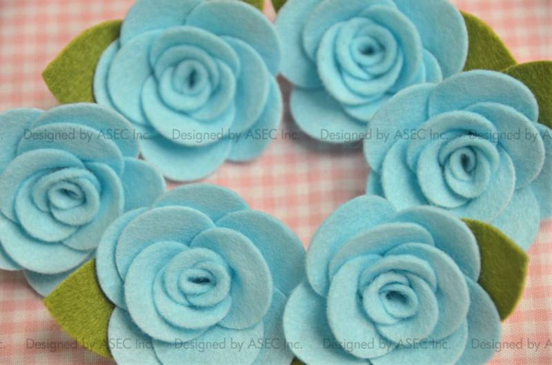 Satz Von 6Pcs Filz Blume-Blau | Ft982 von ASECUSA
