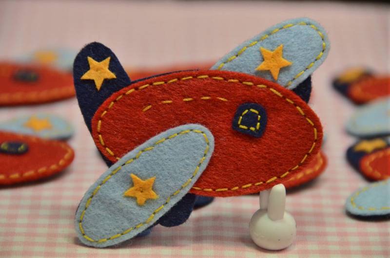 Satz Von 6Pcs Handgefertigte Filz FlugzeugTeufel Rot | Ft352 von ASECUSA