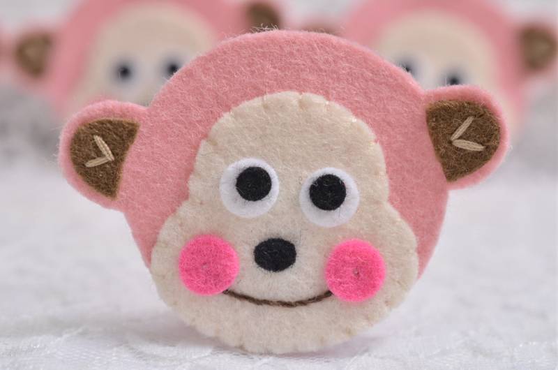 Satz Von 6Pcs Handgemachte Filz Affe Gesicht-Rosa Frost | Ft883 Satz Von 6Pcs Handgemachte Filz Affe Gesicht-Rosa Frost | Ft883 von ASECUSA