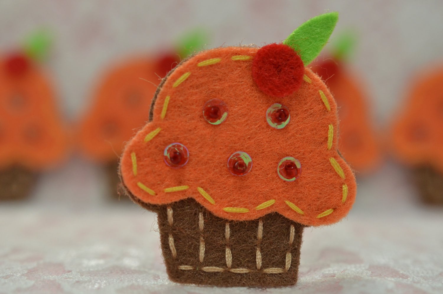 Satz Von 6Pcs Handgemachte Filz CupcakeKürbis | Ft009 Satz Von 6Pcs Handgemachte Filz CupcakeKürbis | Ft009 von ASECUSA