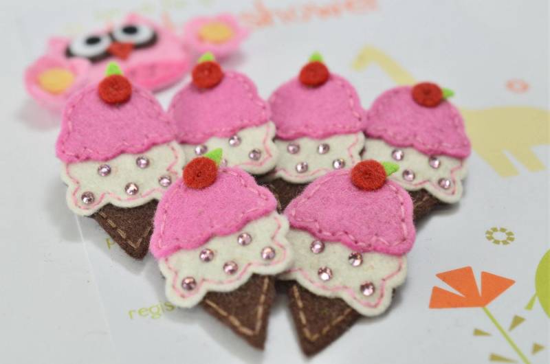 Satz Von 6Pcs Handgemachte Filz Eis W/Swarovski KristallRosa Petunia | Ft2152 Satz Von 6Pcs Handgemachte Filz Eis W/Swarovski KristallRosa Petunia | Ft2152 von ASECUSA