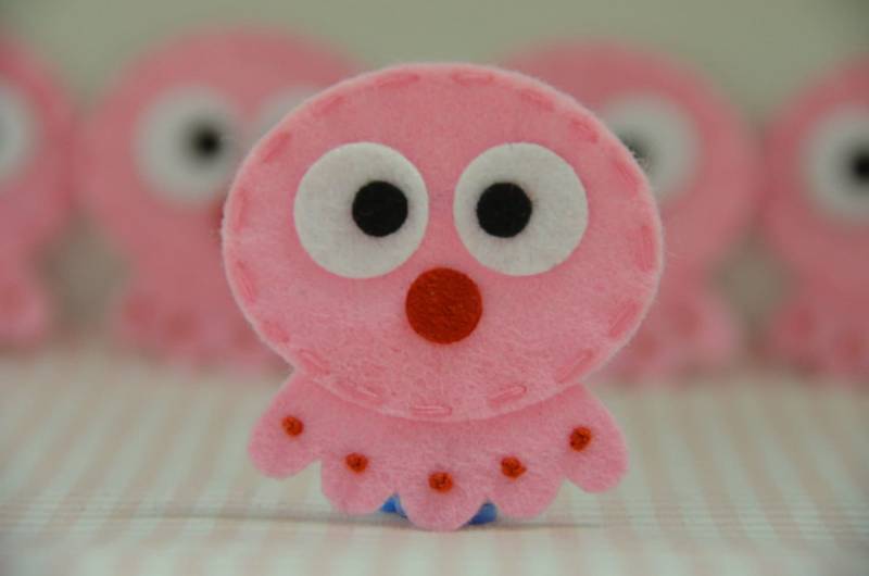 Satz Von 6Pcs Handgemachte Filz OktopusBaby Rosa | Ft942 von ASECUSA