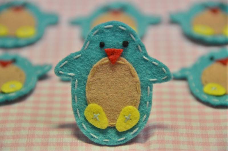 Satz Von 6Pcs Handgemachte Filz PinguinTro. Türkis | Ft847 von ASECUSA