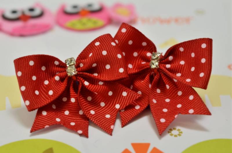 Satz Von 6Pcs Handgemachte Grosgrain Schleife Mit StrassRot | Gr2162 von ASECUSA