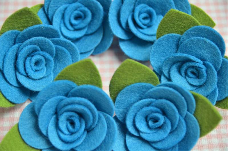 Satz Von 6st Filz BlumeLebendige Türkis | Ft982 von ASECUSA