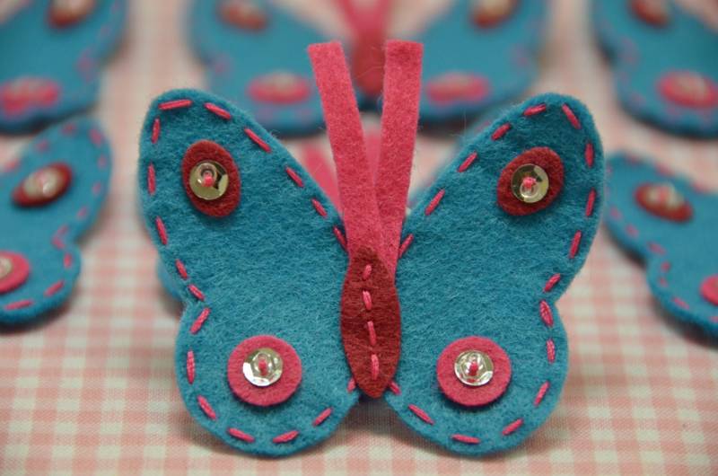 Satz Von 6st Filz SchmetterlingLebendige Türkis | Ft593 von ASECUSA