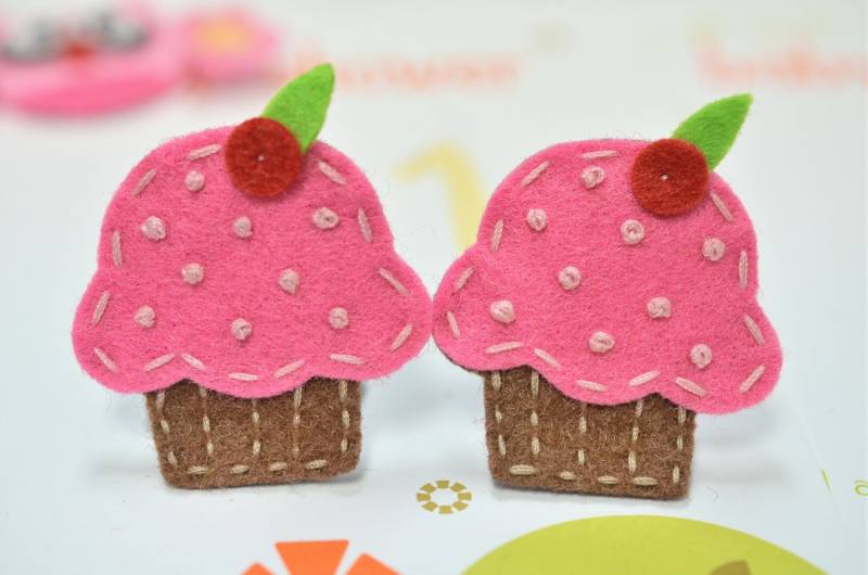 Satz Von 6st Handgemacht Filz CupcakeSchokolade/Dunkel Nelke | Ft834 von ASECUSA