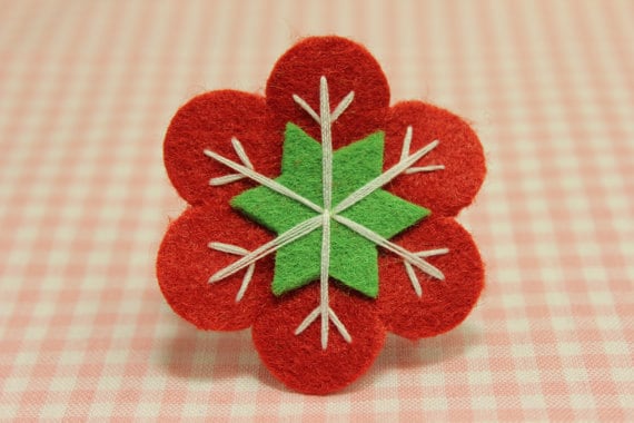 Satz Von 6st Handgemacht Filz SchneeflockeTeufel Rot | Ft952 von ASECUSA