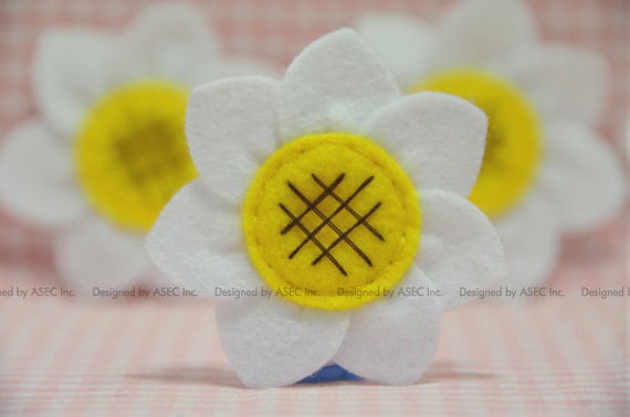 Set 6st Handgemacht Filz SonnenblumeWeiß | Ft945 von ASECUSA