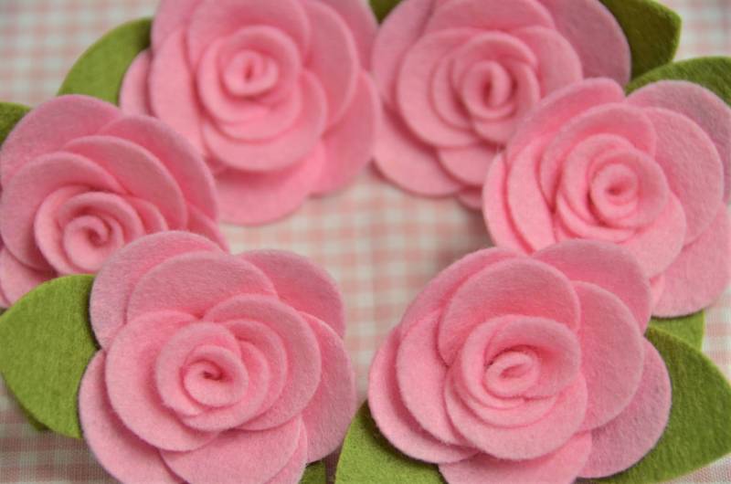 Set Von 6 Stück Filzblumen in Babyrosa | Ft982 Set Von 6 Stück Filzblumen in Babyrosa | Ft982 von ASECUSA