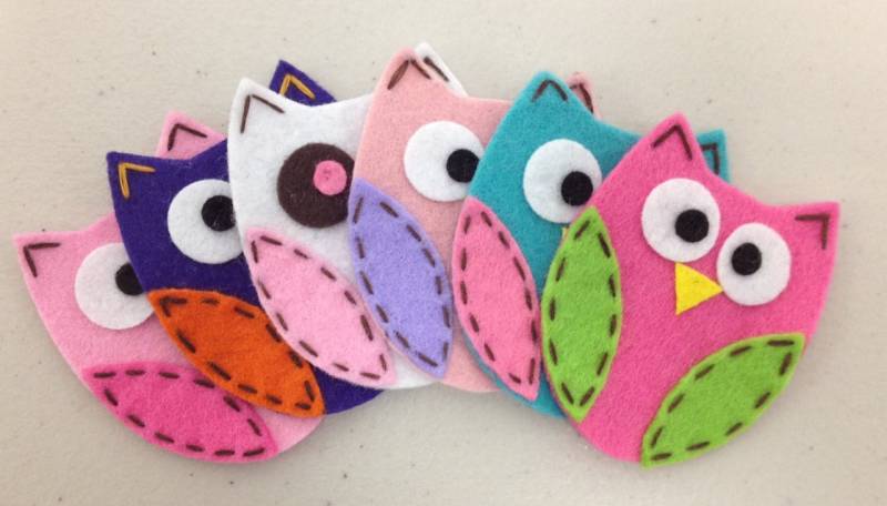 Set Von 6 Stück Handgemachte Filz EuleFarbenmix | Ft722 von ASECUSA