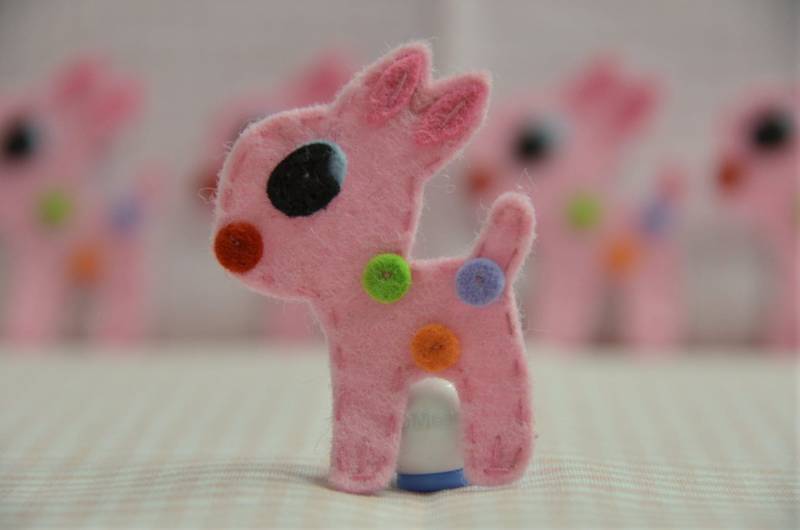 Set Von 6 Stück Handgemachte Filz HirschBaby Rosa | Ft885 von ASECUSA