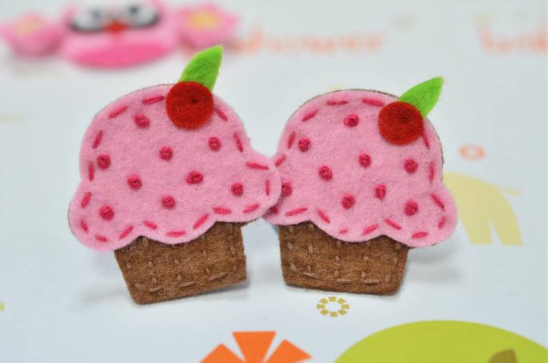 Set Von 6 Stück Handgemachte Filz Kuchen - Schokolade/Baby Rosa | Ft834 von ASECUSA