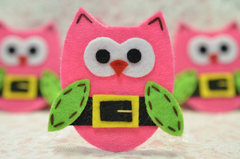 Set Von 6 Stück Handgemachte Filz Weihnachts Eulen Dunkle Nelken | Ft1015 von ASECUSA