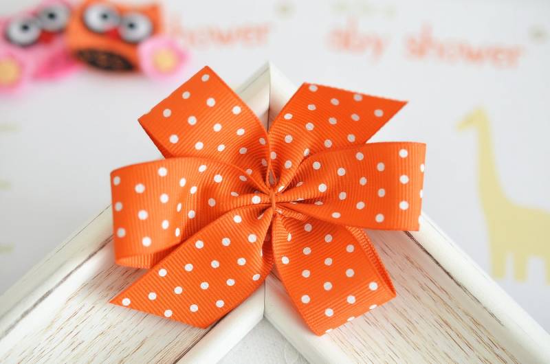 Set Von 6 Stück Handgemachte Grosgrain Dots Schleifen Orange | Gr2110 Set Von 6 Stück Handgemachte Grosgrain Dots Schleifen Orange | Gr2110 von ASECUSA