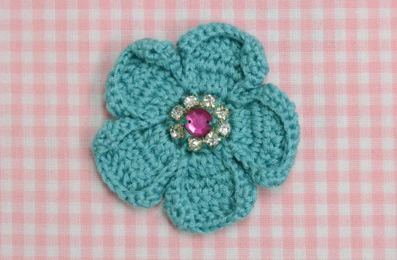 Set Von 6 Stück Handgemachte HäkelblumenTro. Türkis | Ct1052 von ASECUSA