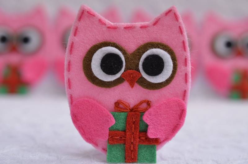 Set Von 6 Stück Handgemachte Weihnachtseulen Aus Filz Baby Rosa | Ft980 Set Von 6 Stück Handgemachte Weihnachtseulen Aus Filz Baby Rosa | Ft980 von ASECUSA