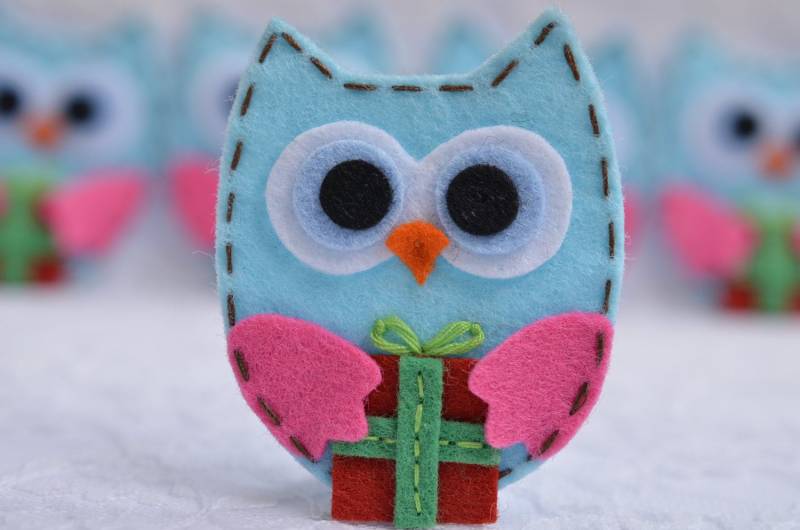 Set Von 6 Stück Handgemachte Weihnachtseulen Aus FilzBlau | Ft980 Set Von 6 Stück Handgemachte Weihnachtseulen Aus FilzBlau | Ft980 von ASECUSA