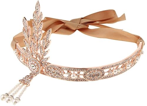 1920er Jahre Kopfschmuck für Damen, Vintage-Stirnband im Blattstil, Dekoration, Hochzeit, Braut, Motto-Party, Haarbänder, Art-Deco-Haarschmuck, Stirnband (B) von ASEELO