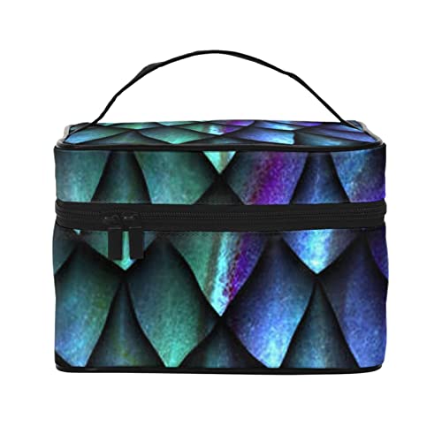 ASEELO 3D Magische Drachenwaage Muster Make-up-Tasche Make-up-Taschen für Frauen Reise Kosmetiktasche Tragbare Kosmetiktasche Damen Alltagsbedarf Aufbewahrungstasche, Schwarz, Einheitsgröße von ASEELO