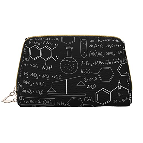 ASEELO Abstrakte wissenschaftliche Chemie-Leder-Make-up-Tasche, Reise-Kosmetiktasche, Make-up-Tasche, Leder, tragbar, vielseitig, Reißverschluss-Tasche für Frauen, Abstrakte Wissenschaft Chemie, Einheitsgröße von ASEELO