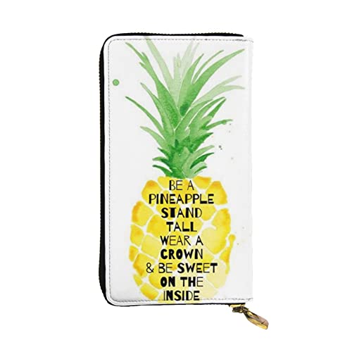 ASEELO Be A Pineapple Damen Reisebrieftasche Lange Münzbörse Clutch Handy Leder Reißverschluss Kartenetui, Schwarz, Einheitsgröße von ASEELO