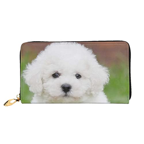 ASEELO Bichon Frise Hundegeldbörsen, Herren Leder Geldbörsen, Lange Clutch Geldbörsen, Geschenke für Väter, Ehemänner, Freunde, Schwarz, Einheitsgröße, Classic von ASEELO