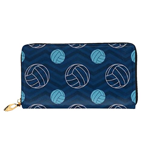 ASEELO Blaue Volleyball-Geldbörsen, Herren-Ledergeldbörsen, lange Clutch-Geldbörsen, Geschenke für Väter, Ehemänner, Freunde, Schwarz, Einheitsgröße, Classic von ASEELO