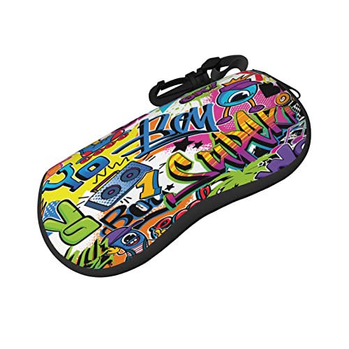 ASEELO Brillenetui, Klavier-Brillenetui, weiches Sonnenbrillenetui, Neopren, Reißverschluss, Brillenetui für Damen und Herren, Buntes Graffiti-Muster, glasses case von ASEELO