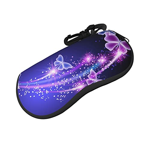 ASEELO Brillenetui Daisy Brillenetui Weiche Sonnenbrillenetui Neopren Reißverschluss Brillentasche für Damen Herren, Schmetterling lila, glasses case von ASEELO