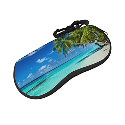 ASEELO Brillenetui The Seaside Lighthouse Brillenetui Weiches Sonnenbrillenetui Neopren Reißverschluss Brillenetui für Damen Herren, Romantischer Strand, glasses case von ASEELO