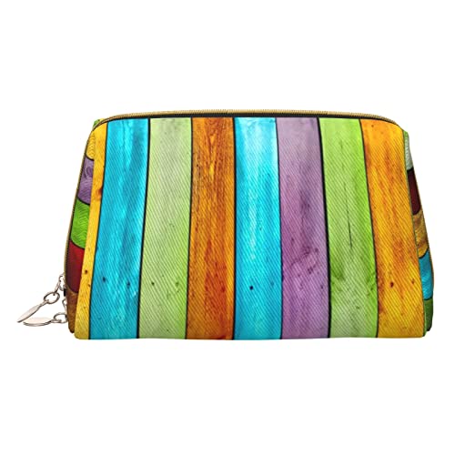 ASEELO Bunte Holzbretter Kosmetiktasche Make-up-Tasche Reise-Kosmetiktasche für Frauen leicht zu tragen, Weiss/opulenter Garten, Einheitsgröße von ASEELO