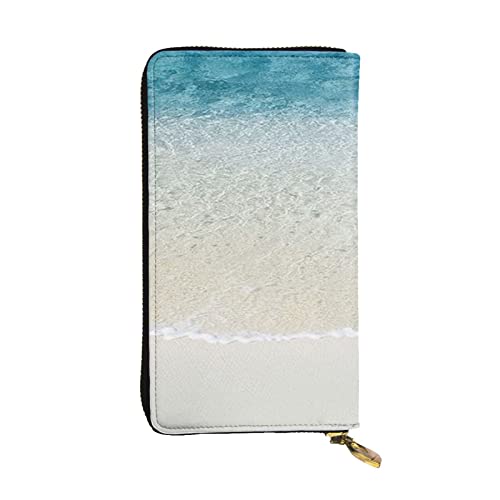 ASEELO Clear Sea Water White Sand Beach Wallets Wallet Herren Portemonnaie Leder Geldbörsen für Männer Herren Visitenkarten Geldbörse Schön und großzügig., Schwarz, Einheitsgröße von ASEELO