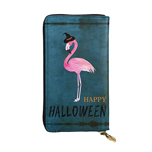 ASEELO Cowboy mit Lasso Silhouette Damen Geldbörse Clutch Organizer Leder Reißverschluss Kartenetui Geldbörse Mehrfachfächer Geldbörse, Halloween Flamingo Hexenhut, Einheitsgröße von ASEELO