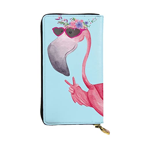 ASEELO Cowboy mit Lasso Silhouette Damen Geldbörse Clutch Organizer Leder Reißverschluss Kartenetui Geldbörse Mehrfachfächer Geldbörse, Hello Glasses Flamingo, Einheitsgröße von ASEELO