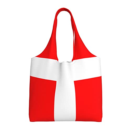 ASEELO Dänemark Dänische Flagge Damen Commuter Canvas Tasche Shopping Schultertaschen Tote Bag Daily Necessities Aufbewahrungstaschen, Schwarz, Einheitsgröße von ASEELO