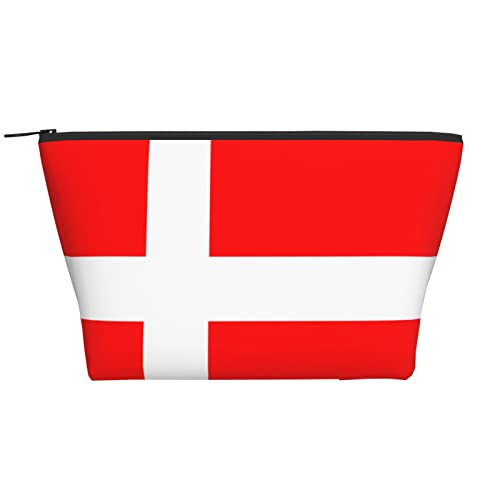 ASEELO Dänemark dänische Flagge Make-up-Tasche Damen Kosmetiktasche Kosmetiktasche Reise Kosmetiktasche Trapez Make-up Tasche, Schwarz, Einheitsgröße von ASEELO