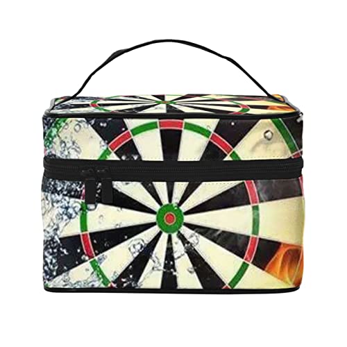 ASEELO Dart Board Make-up-Tasche Make-up-Taschen für Frauen Reise Kosmetiktasche Tragbare Kosmetiktasche Damen Alltagsbedarf Aufbewahrungstasche, Schwarz, Einheitsgröße von ASEELO