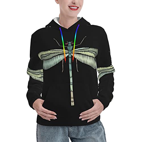 ASEELO Dragonfly Black Hoodies Damen Grafik Hoodie Damen Mode Pullover, Jugendlich und modisch, zeigt Persönlichkeit., Schwarz, XL von ASEELO