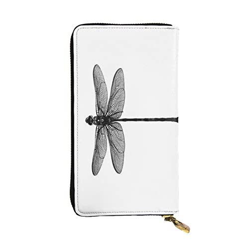 ASEELO Dragonfly Damen Reisebrieftasche Lange Münzbörse Clutch Handy Leder Reißverschluss Kartenbörse, Schwarz, Einheitsgröße von ASEELO