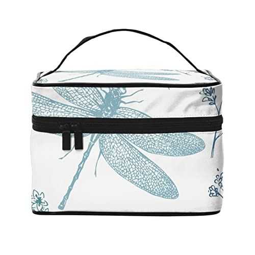 ASEELO Dragonfly Make-up-Tasche Make-up-Taschen für Frauen Reise Kosmetiktasche Tragbare Kosmetiktasche Damen Tägliche Notwendigkeiten Aufbewahrungstasche, Schwarz, Einheitsgröße von ASEELO