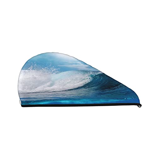 ASEELO Dry Hair Cap Blue Ocaen Seascape Coral Velvet Wiederverwendbar Dry Hair Frauen Duschhaube von ASEELO