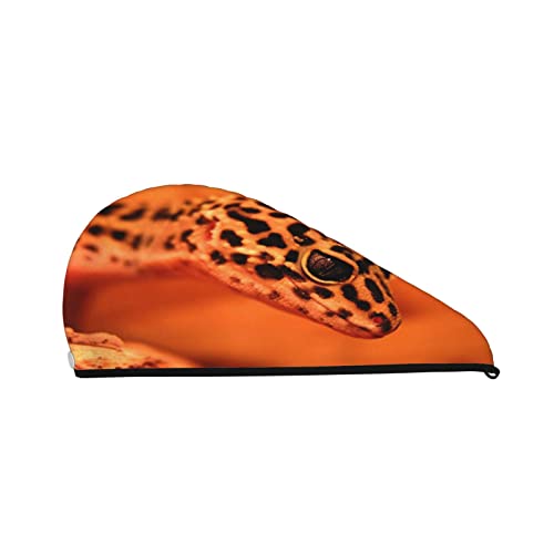 ASEELO Dry Hair Cap Leopard Little Gecko Coral Samt Wiederverwendbare Trockene Haare Damen Duschhaube von ASEELO