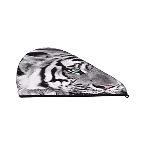 ASEELO Dry Hair Cap Schwarz Weiß Tiger Koralle Samt Wiederverwendbar Trockenes Haar Frauen Duschhaube von ASEELO