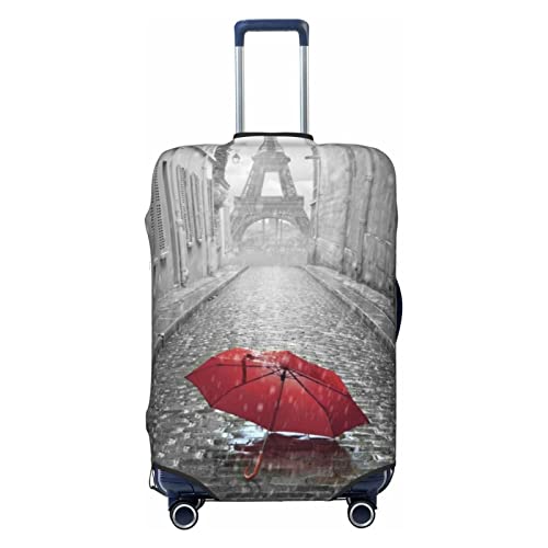 ASEELO Eiffelturm Paris Street Regenschirm Kofferabdeckung Reisegepäckabdeckung Kofferschutz passend für 45,7 - 81,3 cm Gepäck, Schwarz, Medium von ASEELO