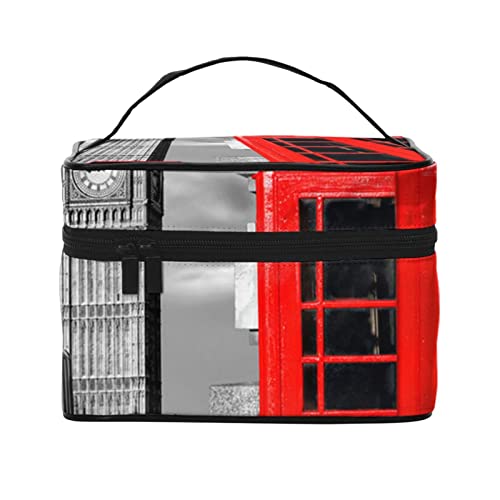 ASEELO England UK Retro London Telefon Make-up Tasche Make-up Taschen für Frauen Reise Kosmetiktasche Tragbare Kosmetiktasche Damen Alltagsbedarf Aufbewahrungstasche, Schwarz, Einheitsgröße von ASEELO