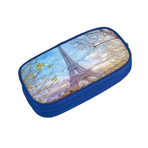 ASEELO Federmäppchen, Eiffelturm, großes Federmäppchen, Tasche für Kinder, Damen, Herren, Schule, Büro, Schwarz, blau, pencase, Beauty Case von ASEELO