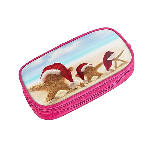 ASEELO Federmäppchen, Motiv: Frohe Weihnachten, Strand, großes Federmäppchen für Kinder, Damen, Herren, Schule, Büro, Schwarz, rose, pencase, Beauty Case von ASEELO